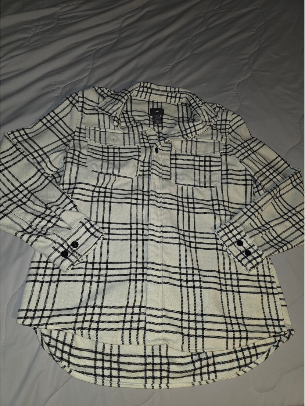 H&M Heavyweight Flannel Shirt Jacket Men’s Large - Black & White Plaid